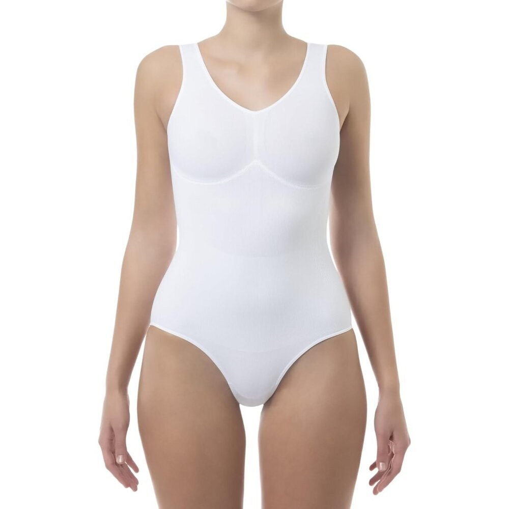 Women’s White Nylon Shaping Control Body Shaper With Push-Up Effect